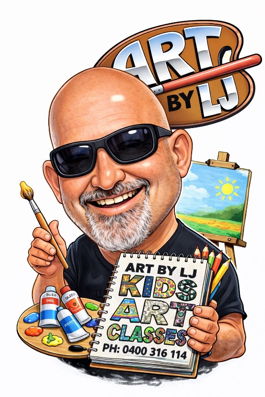 Lex James holding art classes promotional material in the studio